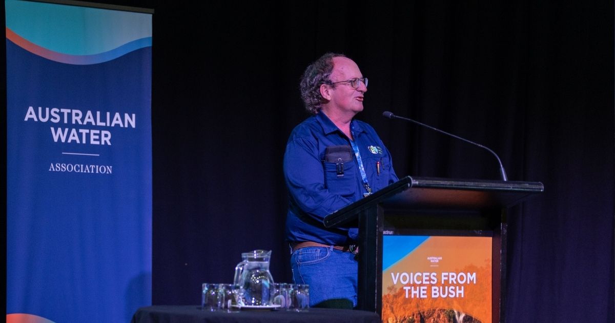 Trevor Meldrum presenting his keynote during Voices from the Bush Conference 2026