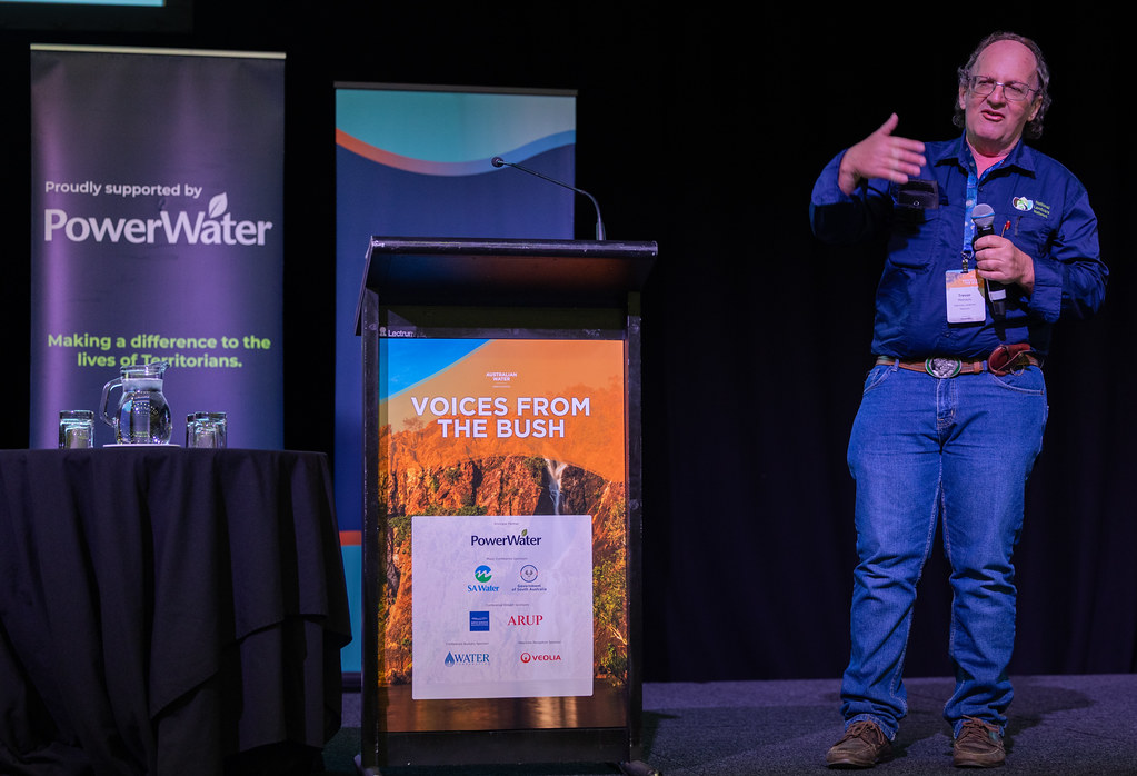 Trevor Meldrum presenting his keynote during Voices from the Bush Conference 2026